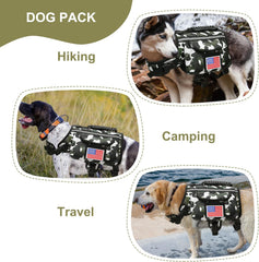 Dog Backpack Saddle Bag for Medium Large Dogs, Harness Saddlebag with Reflective Safety Side Pockets for Hiking, Camping