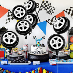 8 Pcs Wheel Tire Balloons 18 Inch Racing Wheels Foil Balloons for Boys Kids Birthday Party Decorations Race Car Themed Party Supplies
