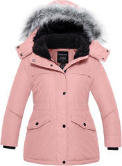 wantdo Girl's Winter Coat Waterproof Puffer Jacket Warm Hooded Parka