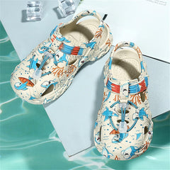 Children Slippers Cartoon Dinosaur Flat Bottom Home Breathable Beach Slippers Faux Sandals