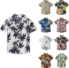 Hawaiian Shirt for Boys Kids Short Sleeve Button Down Lapel Neck Shirts Tropical Summer Casual Top Toddler Baby Outfit