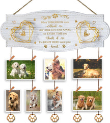 White Golden Memorial Picture Collage Board with Clips Twine and Paw Pendant - Bereavement Sympathy Grieving Gifts for Loss of Dog - House Wall decor for Dog Lover