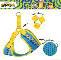 Minions Dog Harness, Medium, Blue Minions in a Row | Comfortable Mesh No-Pull Dog Harness| Gifts for Minions Fans and Their Pets | Officially Licensed Pet Product from Universal Studios