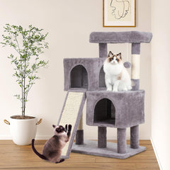 FDW Cat Tree for Indoor Cats 36 Inches Cat Tower Multi-Level Indoor Cat Play Condo House with Scratching Posts, Spacious Perch, Sisal Posts and Dangling Toys (Ashy)