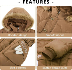 Happy Cherry Kids Girls Winter Down Coat Mid Long Overcoat Lightweight Down Jacket Thickened Windbreaker with Hood