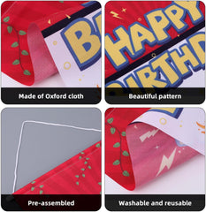 Cartoon Happy Birthday Door Banner, Pre-Strung Oxford Cloth Cartoon Birthday Door Decoration Easy to Use Party Decorations Supplies for Women Men Kids