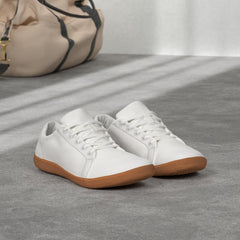 WHITIN Women's Canvas/Leather Barefoot Shoes | Wide Width Minimalist Sneakers | Classic Fit Low Top