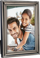 Malden International Designs Concourse Pewter Metal Picture Frame, 5x6, Silver