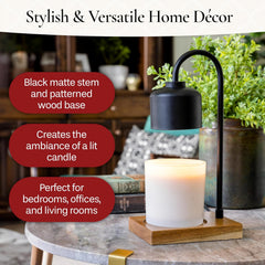 Candle Warmers Etc. White & Wood Arched Lamp – for Top-Down Warming & Flame-Free Fragrance