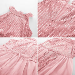 GRACE KARIN Girls Halter Neck Sequin Dress 6-14Y Kids Fancy Formal Party Prom Sparkly Pageant Birthday Graduation Dresses