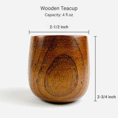 JapanBargain 4103+4079, Wooden Tea Cup and Saucer Set Wooden Water Mug Coffee Mug Japanese Zen Style Teacup 4 ounce