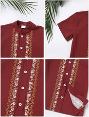 Kids Boys Mexican Guayabera Shirt Button Down Embroidered Shirt Cinco De Mayo Fiesta Shirts Casual