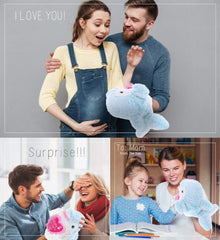 DolliBu Happy Mother's Day Dolphin Plush Hand Puppet - Cute Stuffed Animal Present with Pink Heart Message for Best Mommy, Grandma, Wife, Daughter 13 Inches