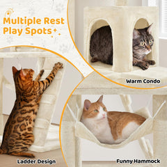 Yaheetech 54in Cat Tree, Multi-Level Cat Tower with Scratching Posts, Spacious Condo and Hammock, Ideal Activity Center for Indoor Kittens, Dark Gray