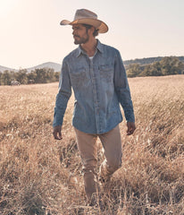 Wrangler Men's Iconic Denim Regular Fit Snap Shirt