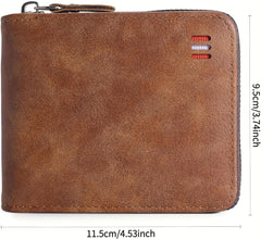 Zipper Bifold Wallet for Men or Women,Organized Storage & Secure Design,Short Style,Black