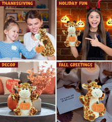DolliBu Super Soft Giraffe Hand Puppet Stuffed Animal with Pumpkin Decor and Name Personalization - Pumpkin Plush Animal for Fall, Halloween and Thanksgiving, Pumpkin Toy for Kids, Adults - 10 Inches