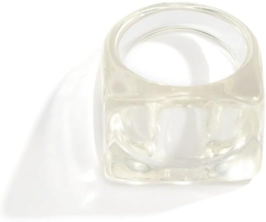 Colored Acrylic Ring Temperament Geometric Square Ring Personality Ring(Transparent)