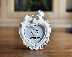 White Mini Picture Frame for Lovely Baby,Heart Shaped Photo Frames Home Decor,Porta Retrato Moldura Creative Wedding Photo Frame (Round)