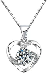 Necklace for Women Gem Heart Pendant Necklace Womens Love Colorful Design Pendant Necklace Jewelry Gifts for Women (Emerald pendant)