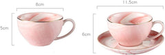 FUYU Gold Edge Marble Ceramic Espresso Coffee Cup and Saucer Set Tea Cup