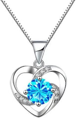 Necklace for Women Gem Heart Pendant Necklace Womens Love Colorful Design Pendant Necklace Jewelry Gifts for Women (Emerald pendant)