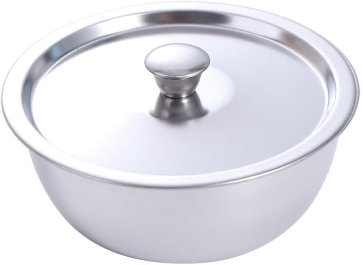 Stainless Steel Rice Bowl with Lid Portable Steamed Egg Bowl Metal Salad Bowls Soup Bowls Serving Dishes for Eggs, Sauces, Noodle, Ice Cream