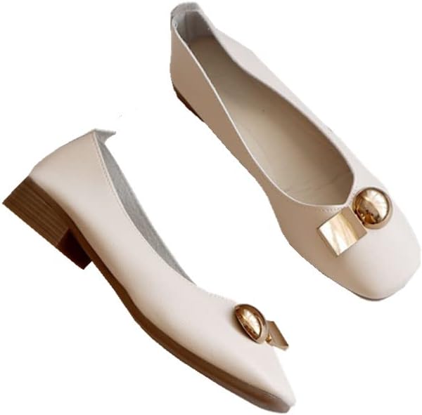 MATERUIEYES Fashion Casual Square Toe Women's Single Shoes Gentle Style Flat Shoes Slip On