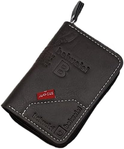 Mens walletmen Wallet Zipper RFID Bifold Wallet for Men ID card Window Credit Card Coin Photo Multifunction (Black)