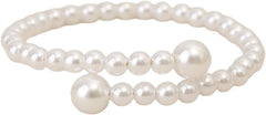 Adjustable Faux Pearl Bracelet French Style Gentle Women Cuff Bracelets 6CM