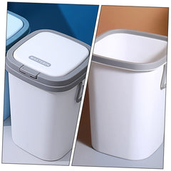 HEALLILY Press Trash Can Lid Multi-use Storage Bin for Home Office Bathroom Touchless Design