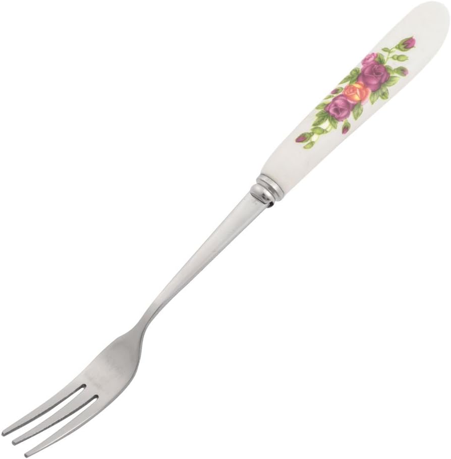Gorgeous Roses Print Porcelain Handle Stainless Steel Fork Tableware (id: 4ed 940 706 58e 296