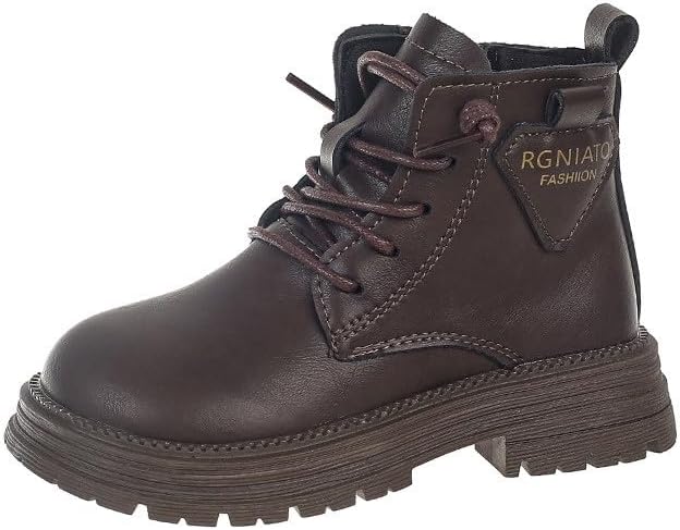 IWIHMIV Girl Winter Boots Toddler Riding Boots Girls Winter Shoes Boys Boots Leather Lace-Up Boots Non Slip Ankle Snow Boots