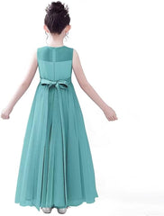 dideyttawl Flower Girl Dresses,Girls Princess Dress,Junior Bridesmaid Dress for Wedding,Kids Formal Tulle Full Length Dress