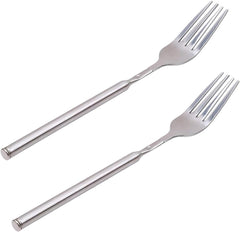 2PCS Stainless Steel Telescopic Long Handle Fork, BBQ Stainless Steel Retractable Fork Extendable Dinner Fruit Dessert Fork Durable 8.7-25.4inch