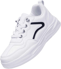 Generic Boy's Girl's Unifor𝐦 Low Top Sneakers White Tennis School Walking Shoes Lightweight Toddler Kids Sneakers Casual Shoes
