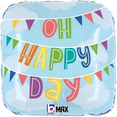 18" Betallic Oh Happy Day Birthday Graduation Party Decoration Supply Mylar Air-Fill Balloon - Pack of 1