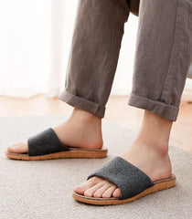 XGOPTS Open Toe Flax Slippers for Women Men Lightweight Skidproof Silent Floor Indoor House Slippers Unisex Linen Summer Beach Shoes