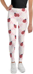 STARCOVE Ladybug Print Girls Leggings (8-20), Pink Youth Teen Cute Printed Kids Yoga Tween Pants Graphic Fun Tights