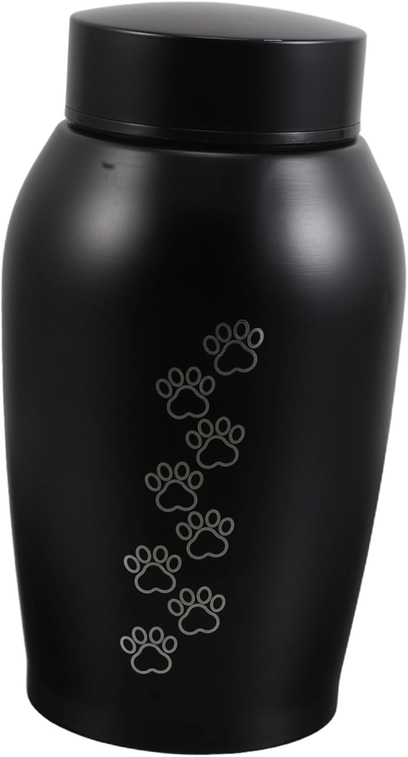 POPETPOP Stainless Steel Pet Urn Dog Cat Ashes Urn Multifunctional Memorial Box for Hair Teeth Ashes Elegant Pet Cremation Keepsake for Home Cemetery