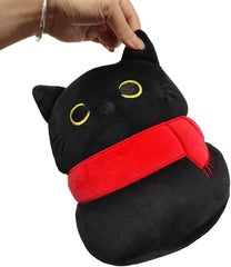 Black Cat Stuffed Animal Plush Toy Creative Cat Shape Soft Pillow Toys Gifts Cute Dolls for Girlfriend Kids Baby Girls, 25cm/9.8in