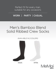 MeMoi Men's Rayan Blend Solid Ribbed Crew Socks