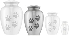 Reminded Pet Cremation Urns for Dog and Cat Ashes, Memorial Paw Print Urn - Extra Small Keepsake Silver