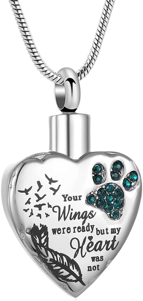 memorial jewelry Your Wings were Ready, But My Heart was Not Stainless Steel Carved Locket Cremation Urn Necklace for Pet Dog Cats