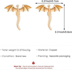 1 Pairs Gold Bat Shaped Stud Earrings, Unisex Fashionable Ear Accessories, Detailed Miniature Bat Design Gold - Tone Ear Piercing Jewelry for Various Styles(Gold)