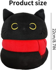 Black Cat Stuffed Animal Plush Toy Creative Cat Shape Soft Pillow Toys Gifts Cute Dolls for Girlfriend Kids Baby Girls, 25cm/9.8in