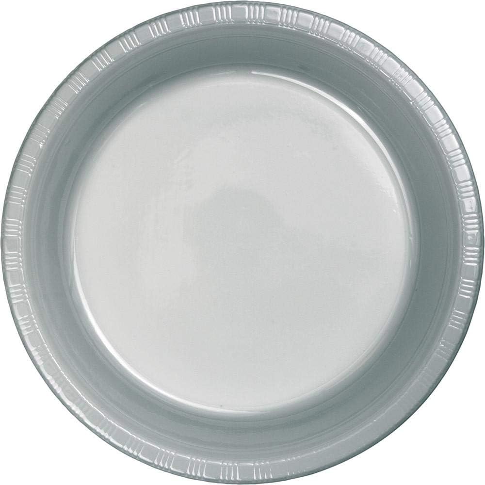 Creative Converting Touch of Color 20 Count Plastic Lunch Plates, Shimmering Silver, One size (28106011)