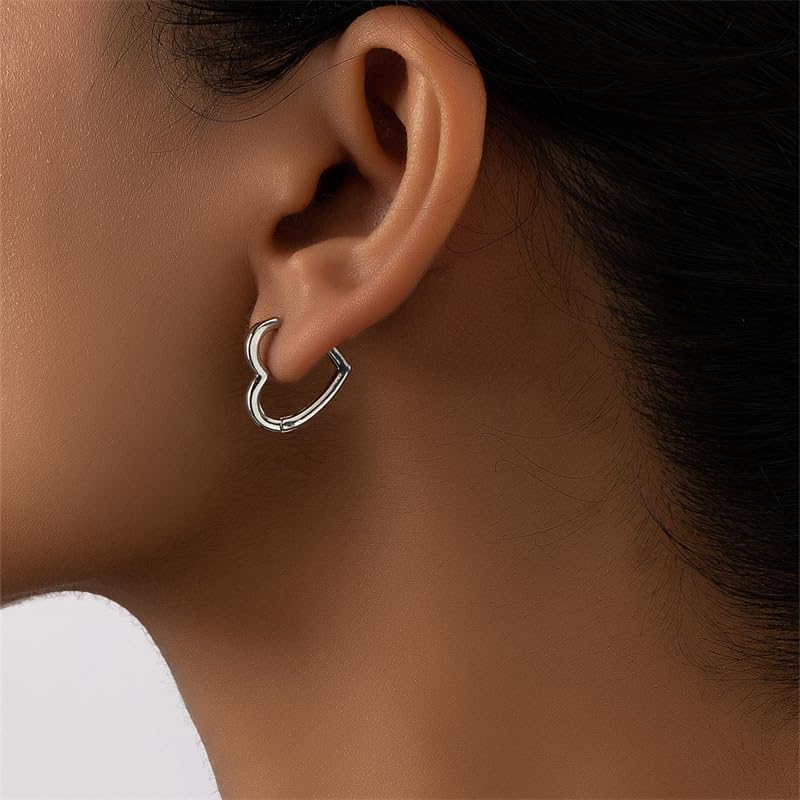 Heart Hoop Earrings Minimalist Hoop Earrings Sweet Love Heart Earrings for Women