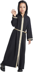 Girls Abaya Dress Long Sleeve Hooded Muslim Maxi Dress Dubai Islamic Ramadan Middle East Kaftan Casual Thobe
