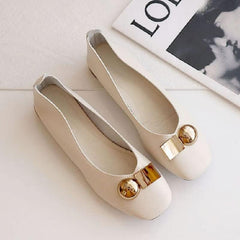 MATERUIEYES Fashion Casual Square Toe Women's Single Shoes Gentle Style Flat Shoes Slip On